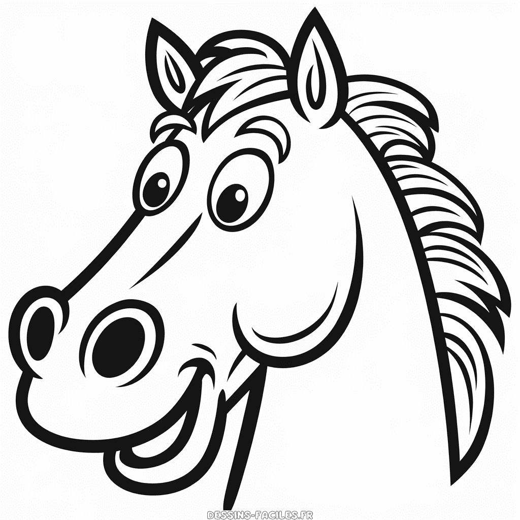 Dessin Facile Tête de cheval drôle