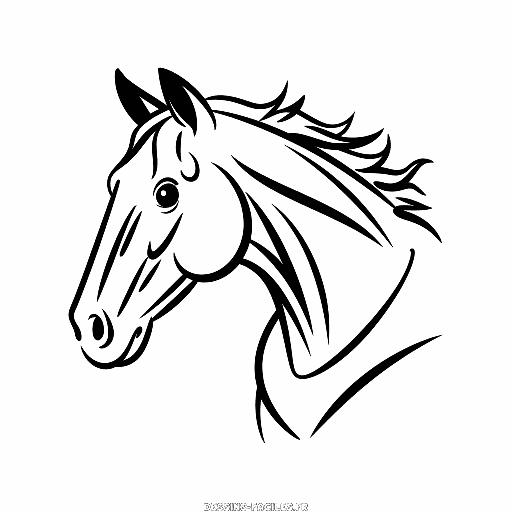 Dessin Facile Tête de cheval réaliste