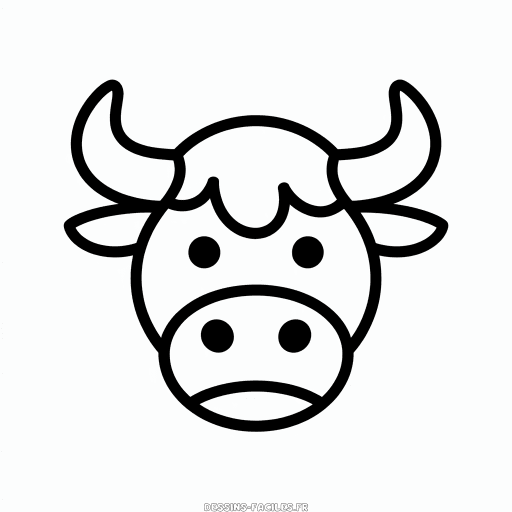 Dessin Facile Tête de taureau simple