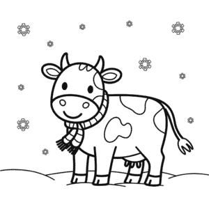 Dessin Facile Vache en hiver