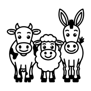 Dessin Facile Vache mouton âne