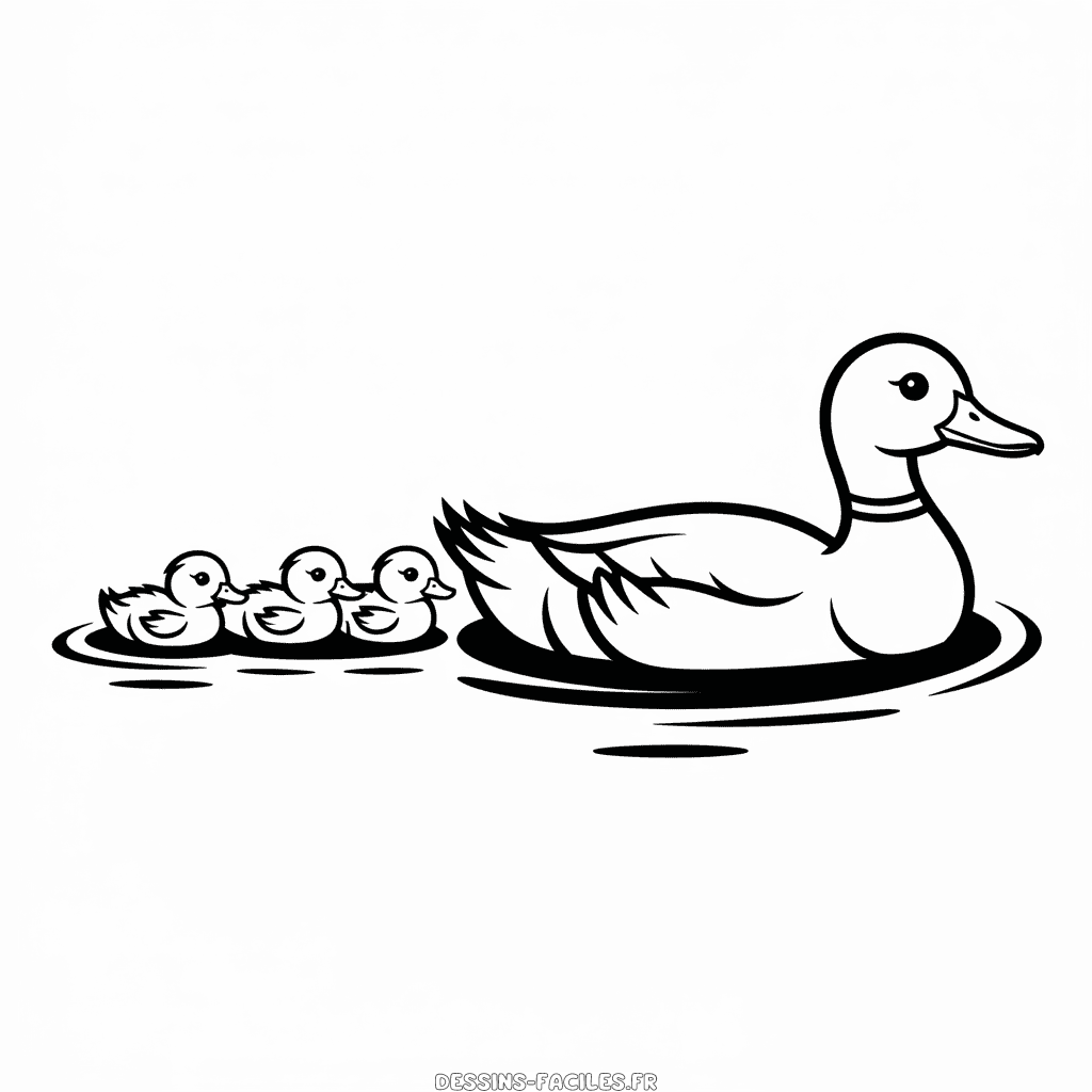 Dessin Facile Canard et Canetons