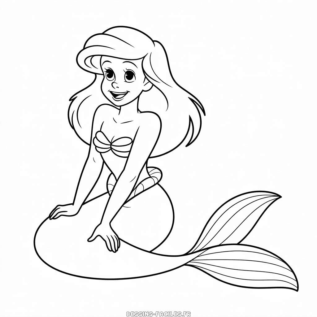 Dessin Facile Contour d'Ariel