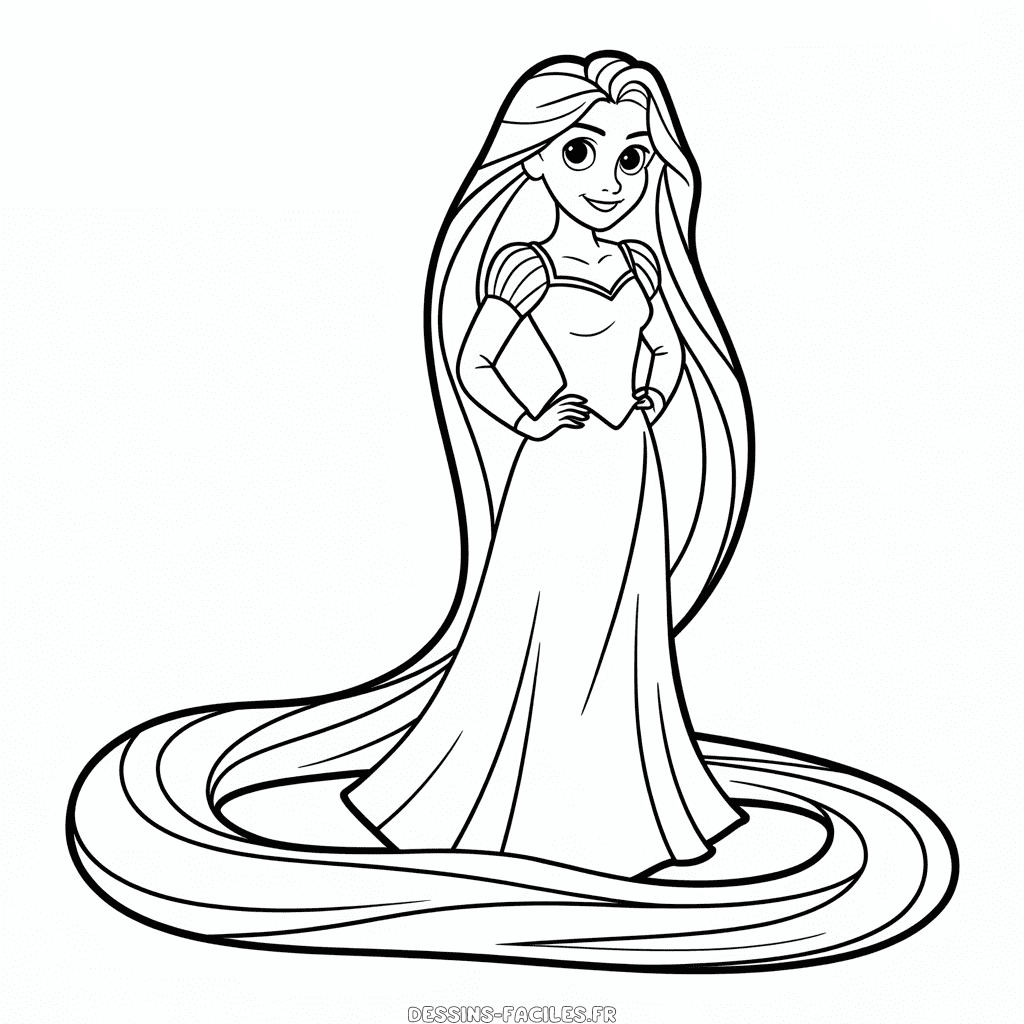 Dessin Facile Contour de Raiponce