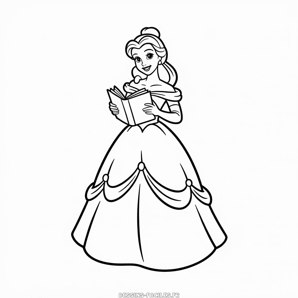 Dessin Facile Disney Princesse Lisant un Livre