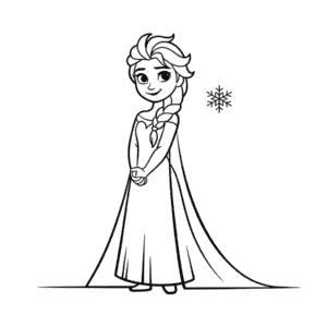 Dessin Facile Elsa en Noir et Blanc
