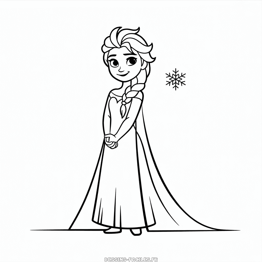 Dessin Facile Elsa en Noir et Blanc