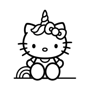 Dessin Facile Hello Kitty en Costume de Licorne