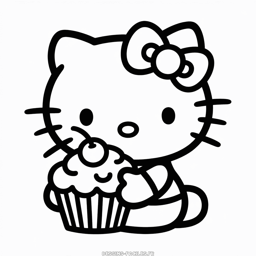 Dessin Facile Hello Kitty et Cupcake