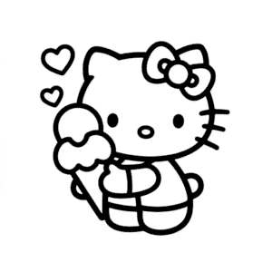 Dessin Facile Hello Kitty mangeant une Glace