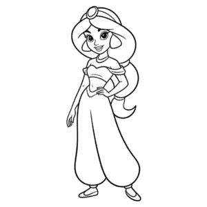 Dessin Facile Jasmine en Noir et Blanc