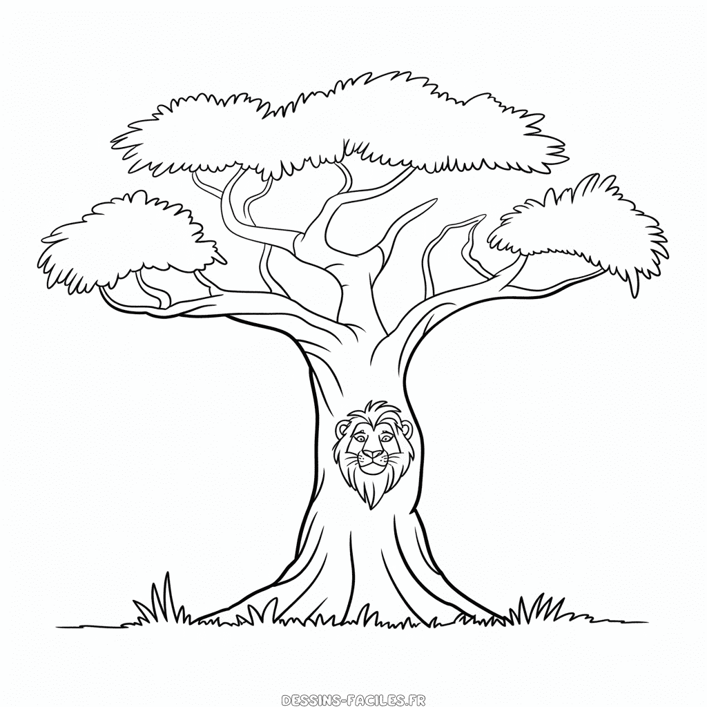 Dessin Facile L'Arbre du Roi Lion