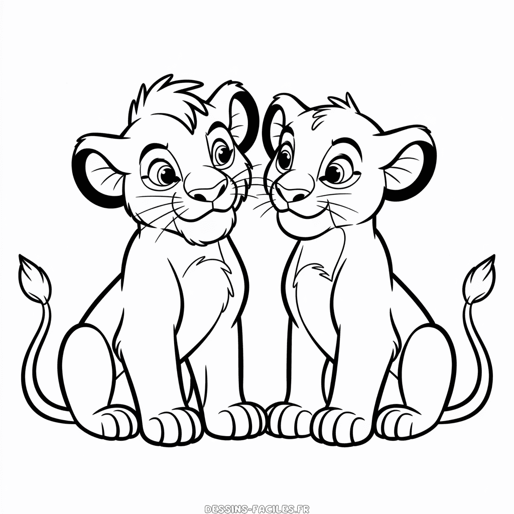 Dessin Facile Le Roi Lion Simba et Nala