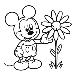 Dessin Facile Mickey Mouse et Fleur