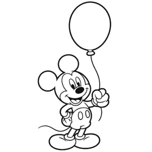 Dessin Facile Mickey Tenant un Ballon