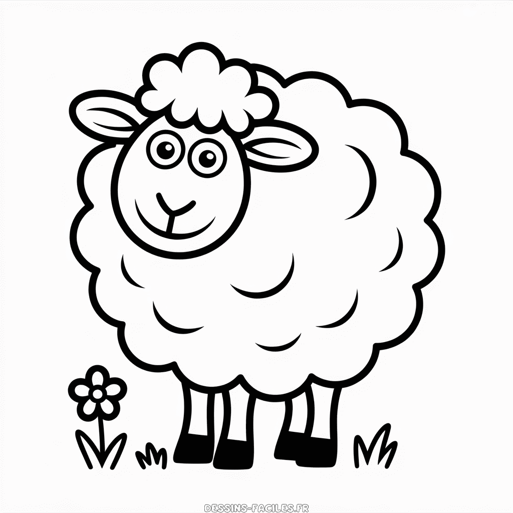Dessin Facile Mouton Dessiné en Style Amusant