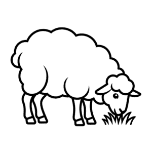 Dessin Facile Mouton qui mange de l'herbe