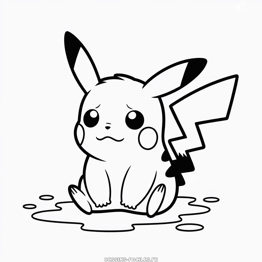 Dessin Facile Pikachu en Pleurs
