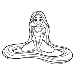 Dessin Facile Raiponce en Noir et Blanc