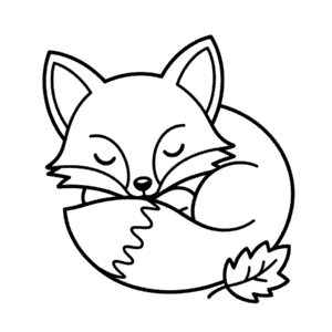 Dessin Facile Renard Mignon Dormant en Automne
