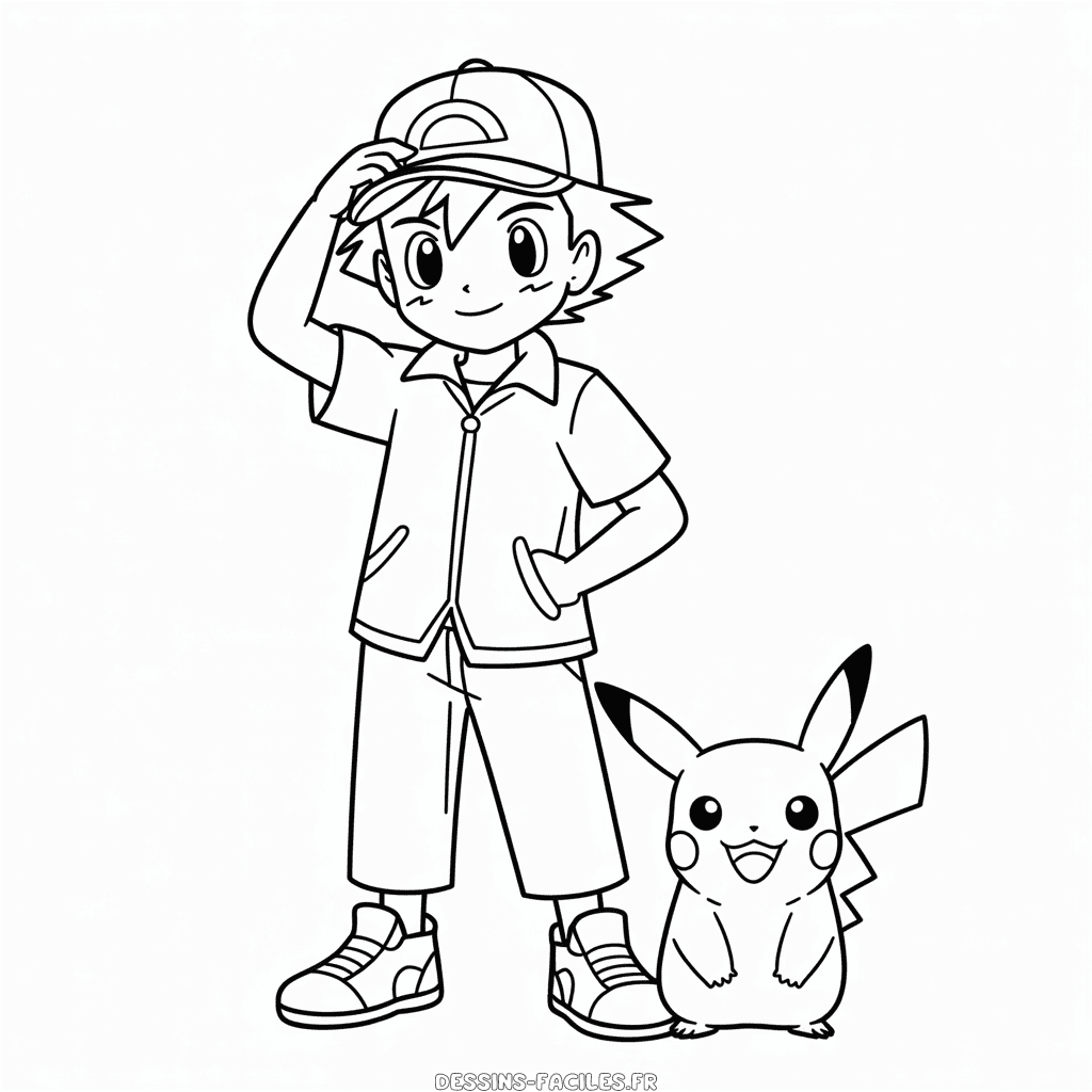 Dessin Facile Sacha et Pikachu