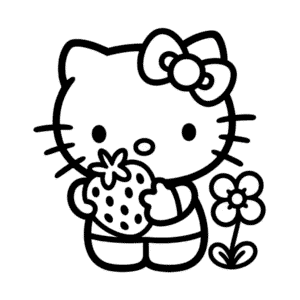 Dessin Facile Hello Kitty avec une Fraise