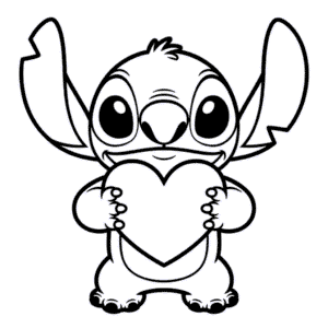 Dessin Facile Stitch avec un Cœur