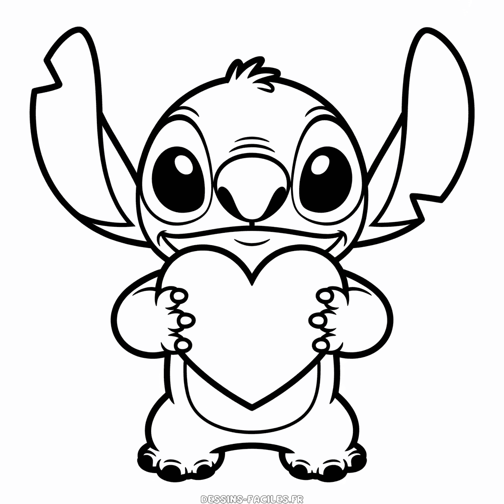 Dessin Facile Stitch avec un Cœur