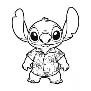 Dessin Facile Stitch en Chemise Hawaïenne
