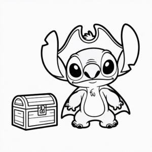 Dessin Facile Stitch en Costume de Pirate