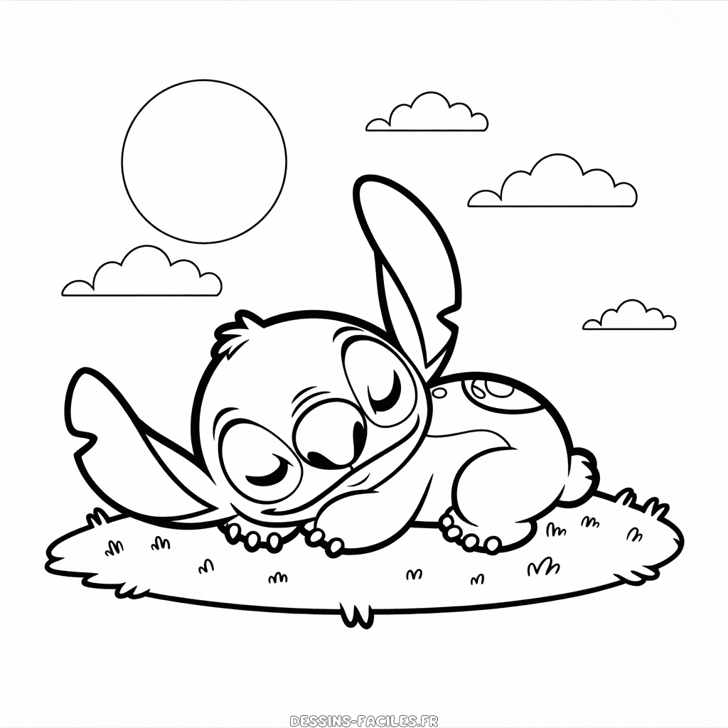 Dessin Facile Stitch Faisant la Sieste