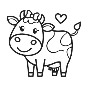 Dessin Facile Vache avec noeud