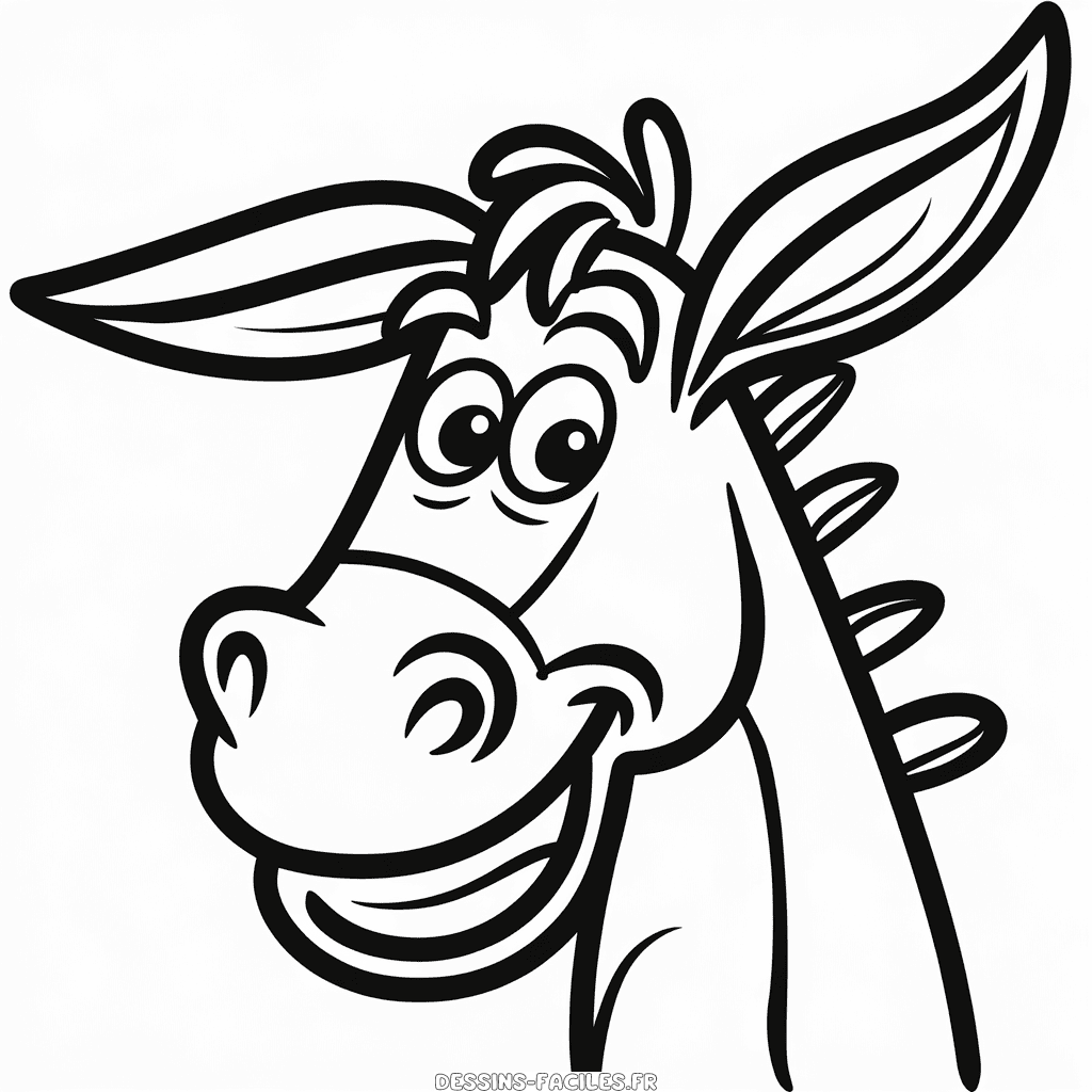 Dessin Facile Visage de Âne Dessin Animé