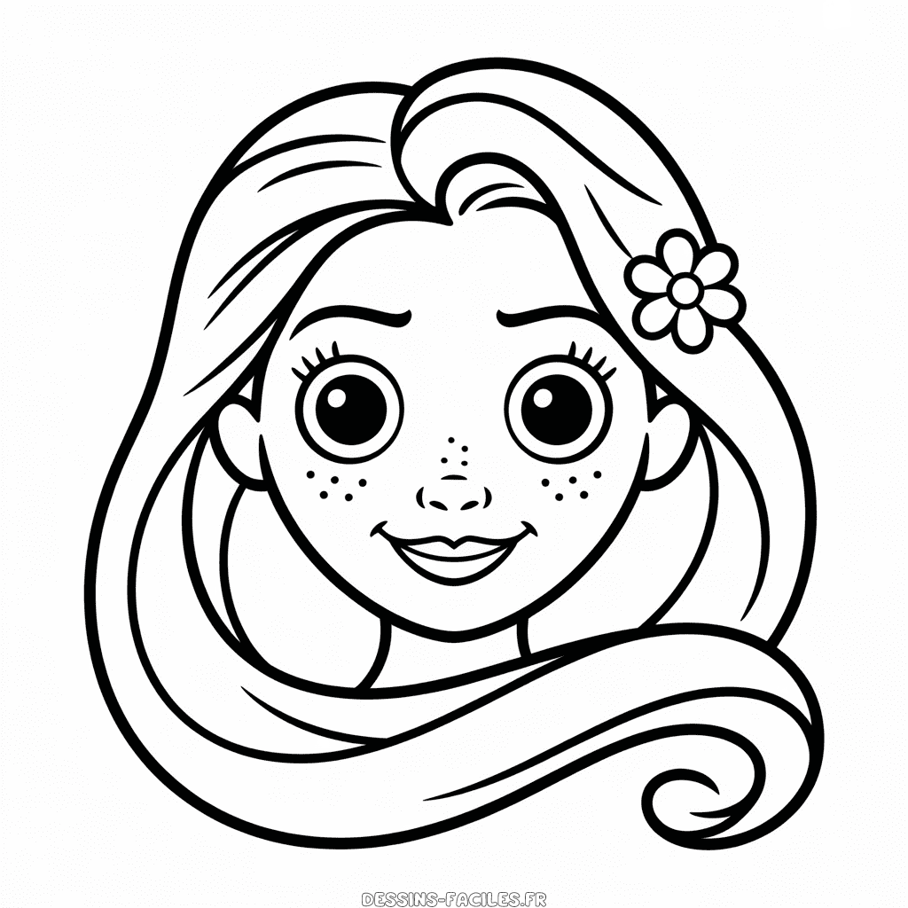 Dessin Facile Visage de Raiponce