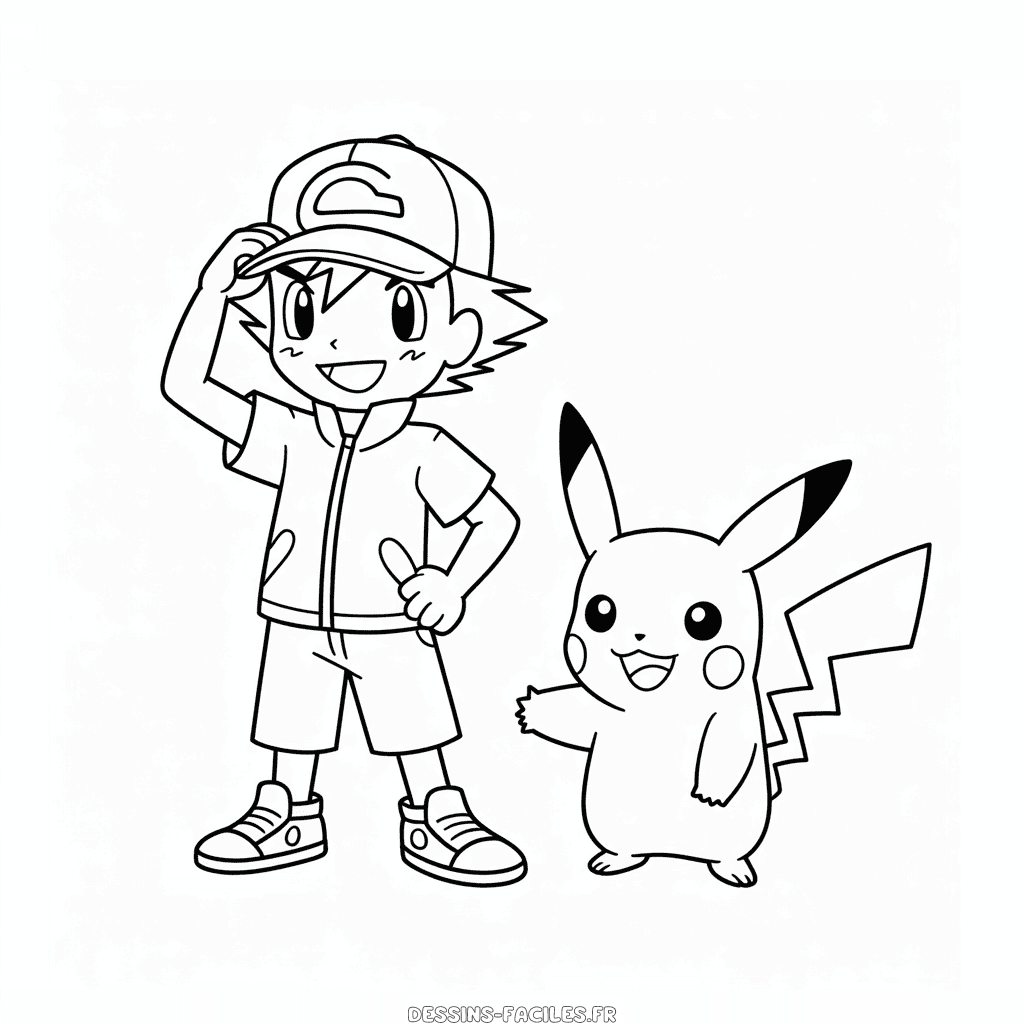 Dessin Facile Ash Ketchum et Pikachu