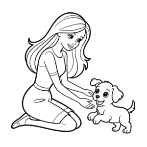 Dessin Facile Barbie et le Chiot
