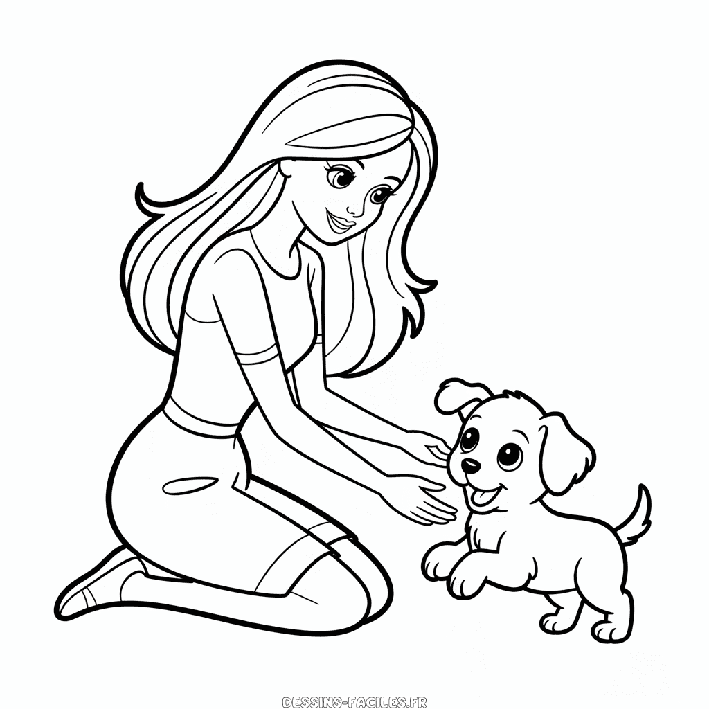 Dessin Facile Barbie et le Chiot