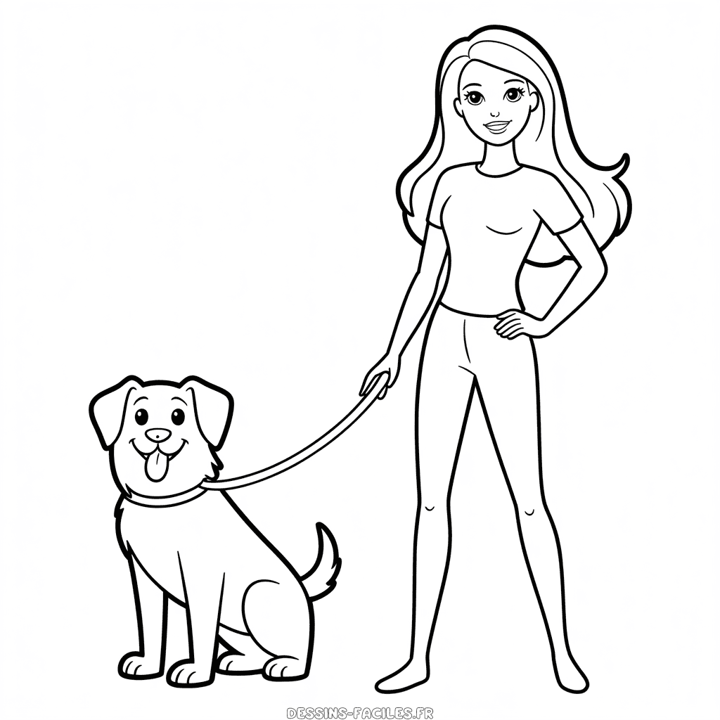 Dessin Facile Barbie et Son Chien