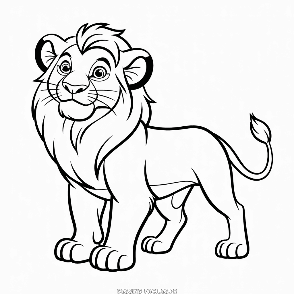 Dessin Facile Contour du Roi Lion