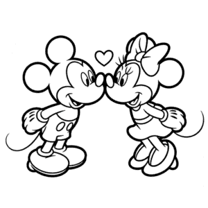 Dessin Facile Embrassant Mickey et Minnie