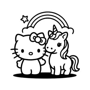 Dessin Facile Hello Kitty et Licorne
