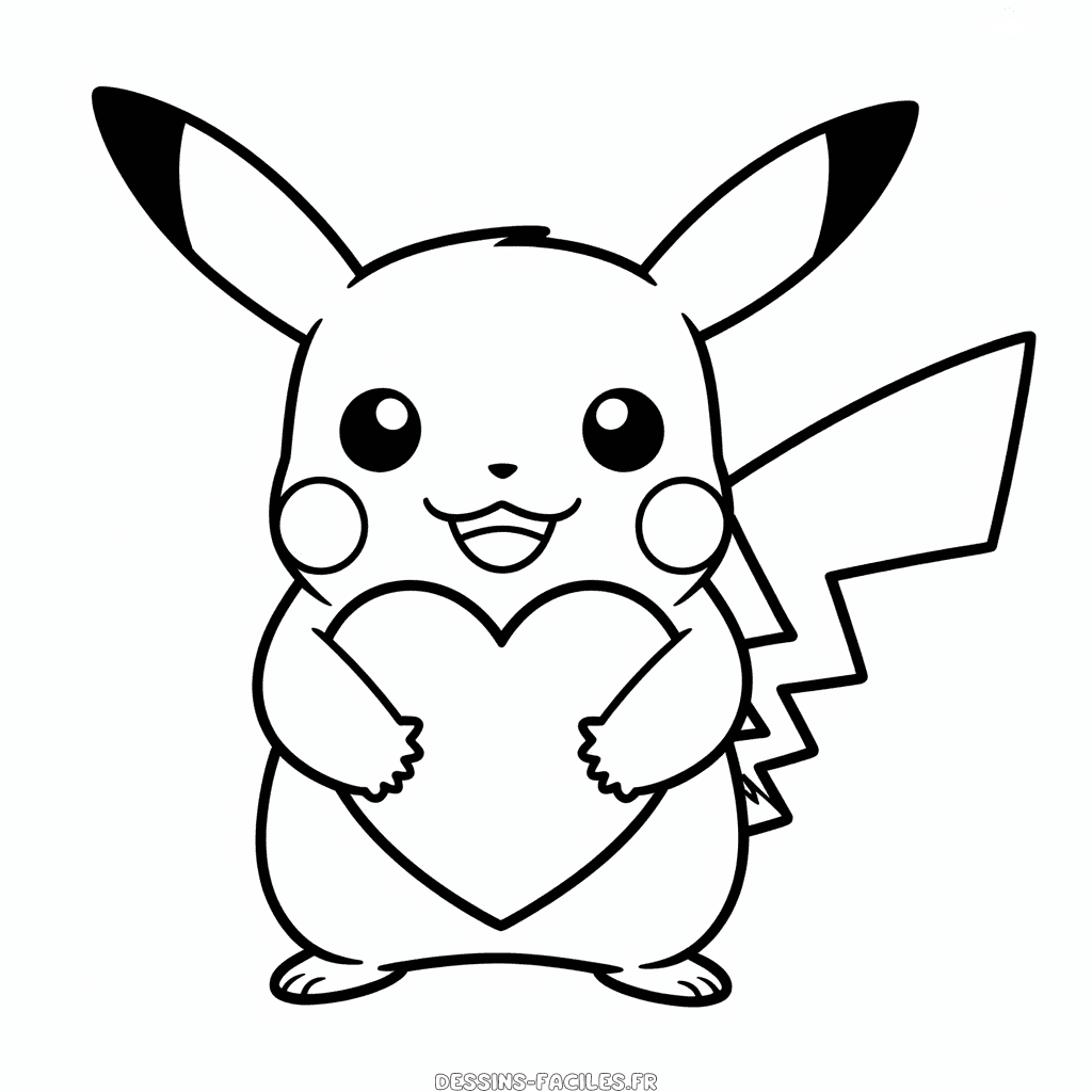 Dessin Facile L'Amour de Pikachu