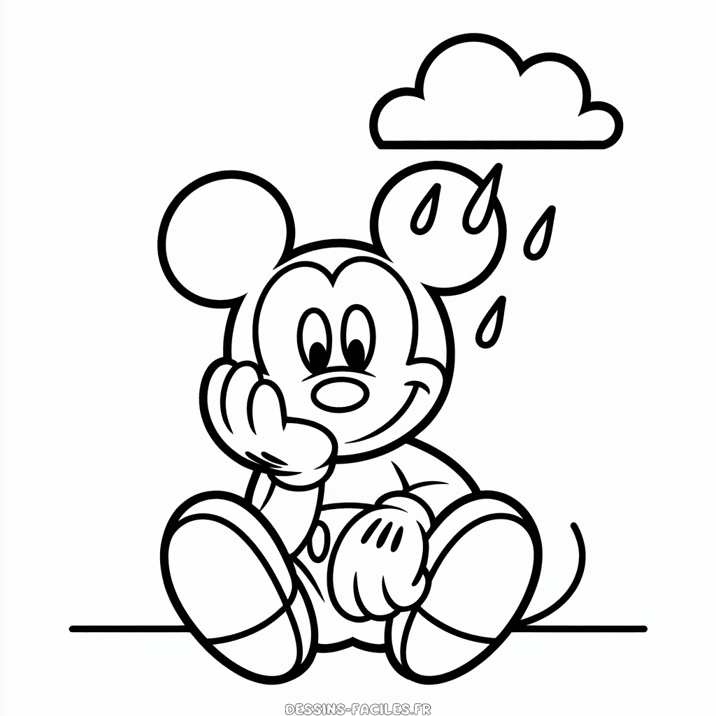 Dessin Facile Mickey Triste