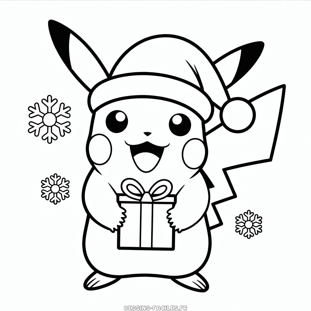 Dessin Facile Noël Pikachu