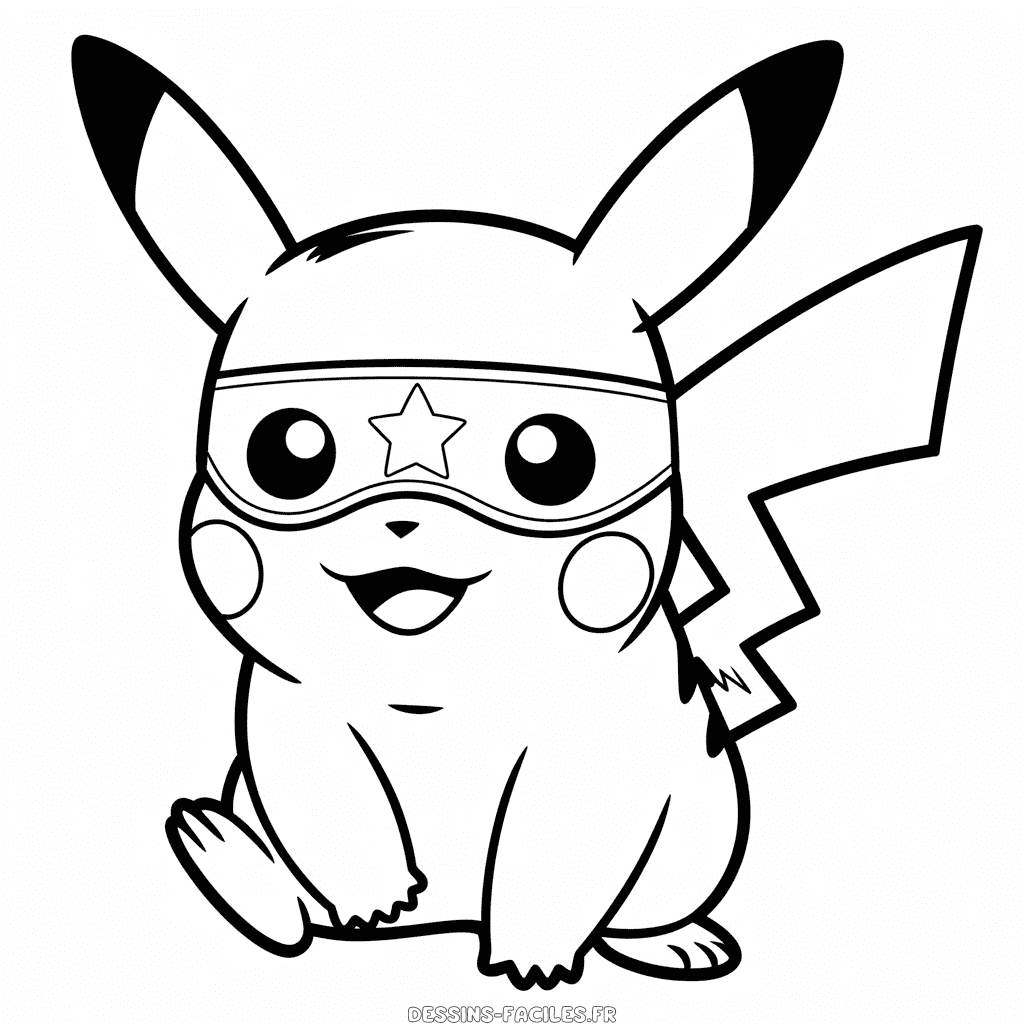 Dessin Facile Pikachu avec Masque
