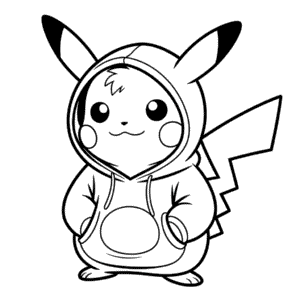 Dessin Facile Pikachu en Sweat à Capuche