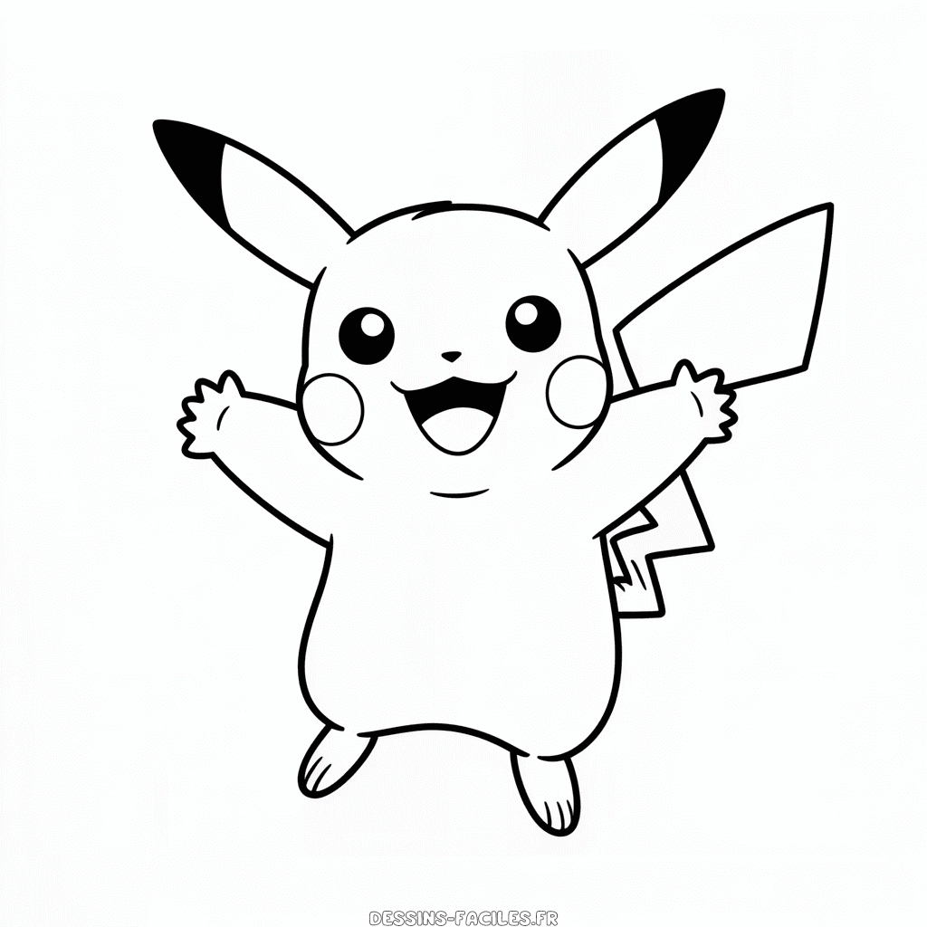 Dessin Facile Pikachu Heureux