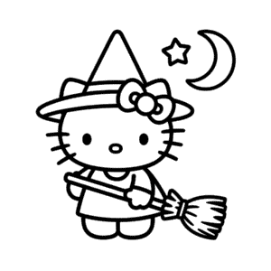 Dessin Facile Sorcière Hello Kitty