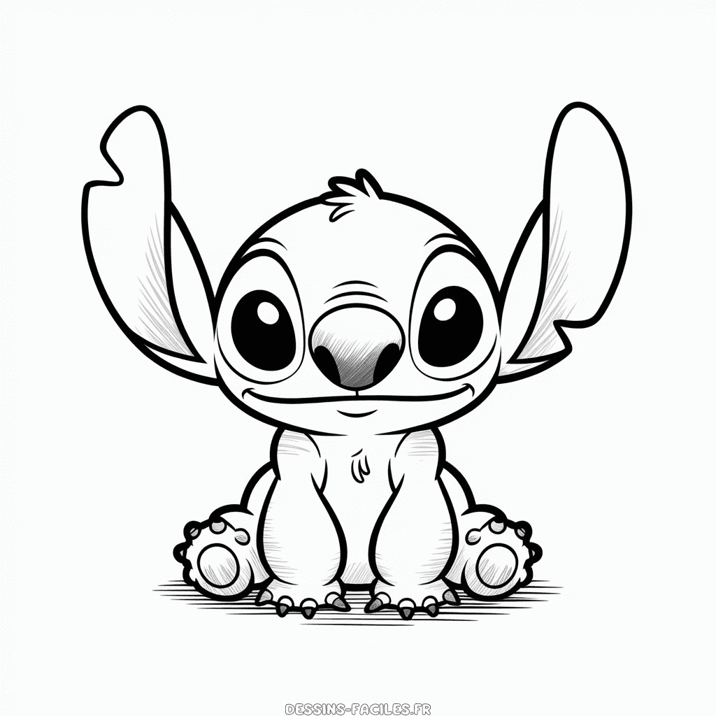 Dessin Facile Stitch au Crayon