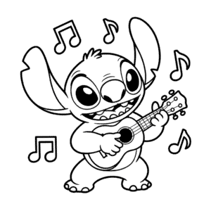 Dessin Facile Stitch Joue de la Guitare